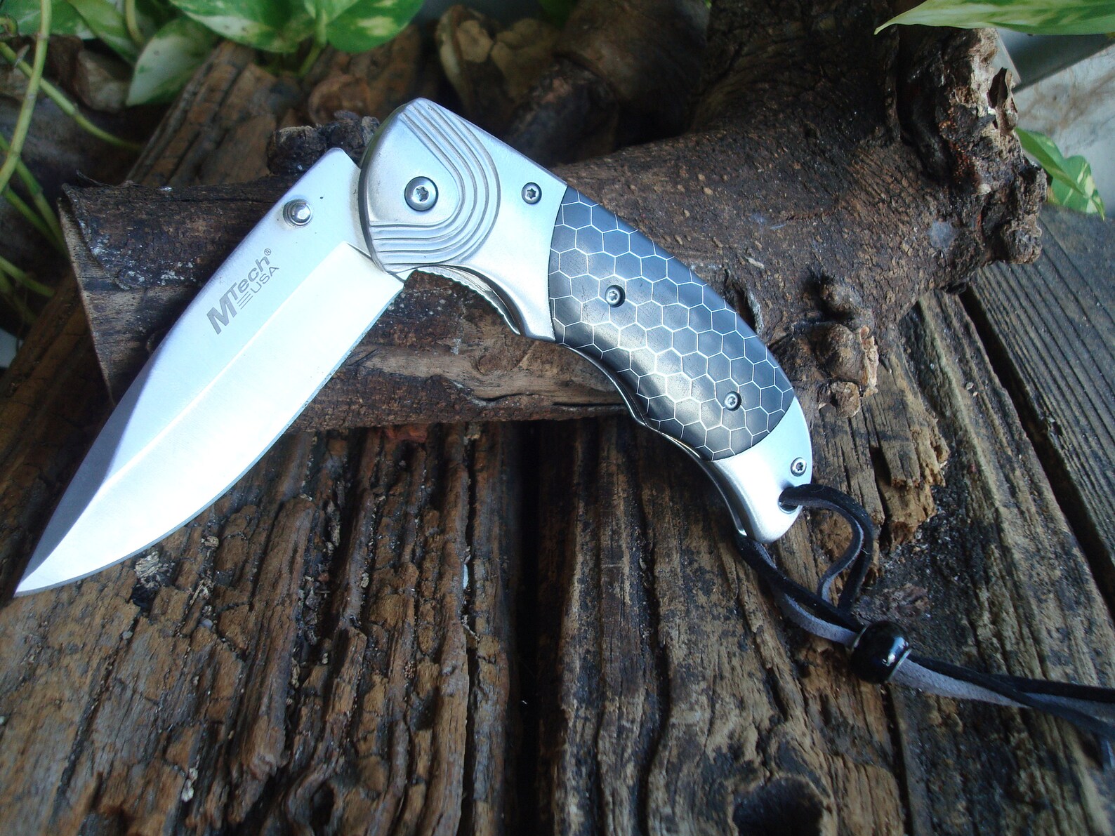 Set 2 Collectible Pocket Knives Leather Cord Wooden Etsy