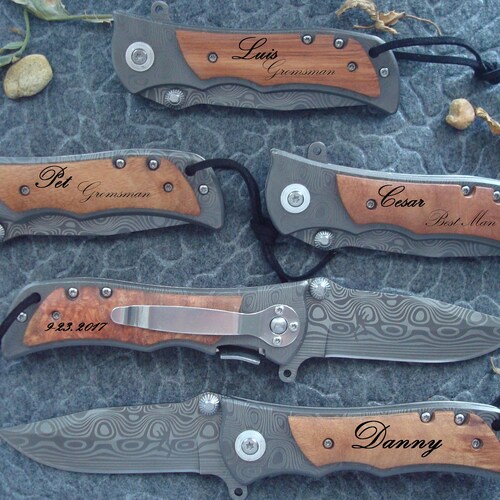 Set of 5 Custom Knives,Personalized Knife, Engrave Pocket, Groomsman Gift, Knife Groomsmen,Gift Engrave,Knife Personalized,Groomsman shops Knife