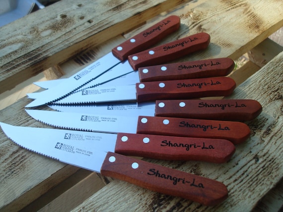 Steak Knife Set, Personalized Steak Knives, Wood Handle Flatware