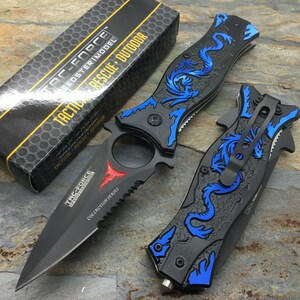 6 Tactical Fantasy Dragon Spring Assisted Purple Rescue Folding Pocket  Knife