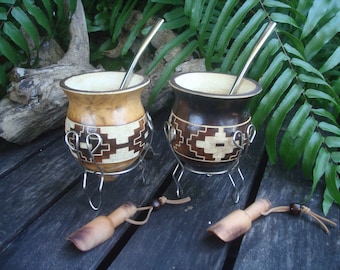 Calebasse tasse pot à yerba maté en inox  Kit avec bombilla et brosse –  Tradition Nature