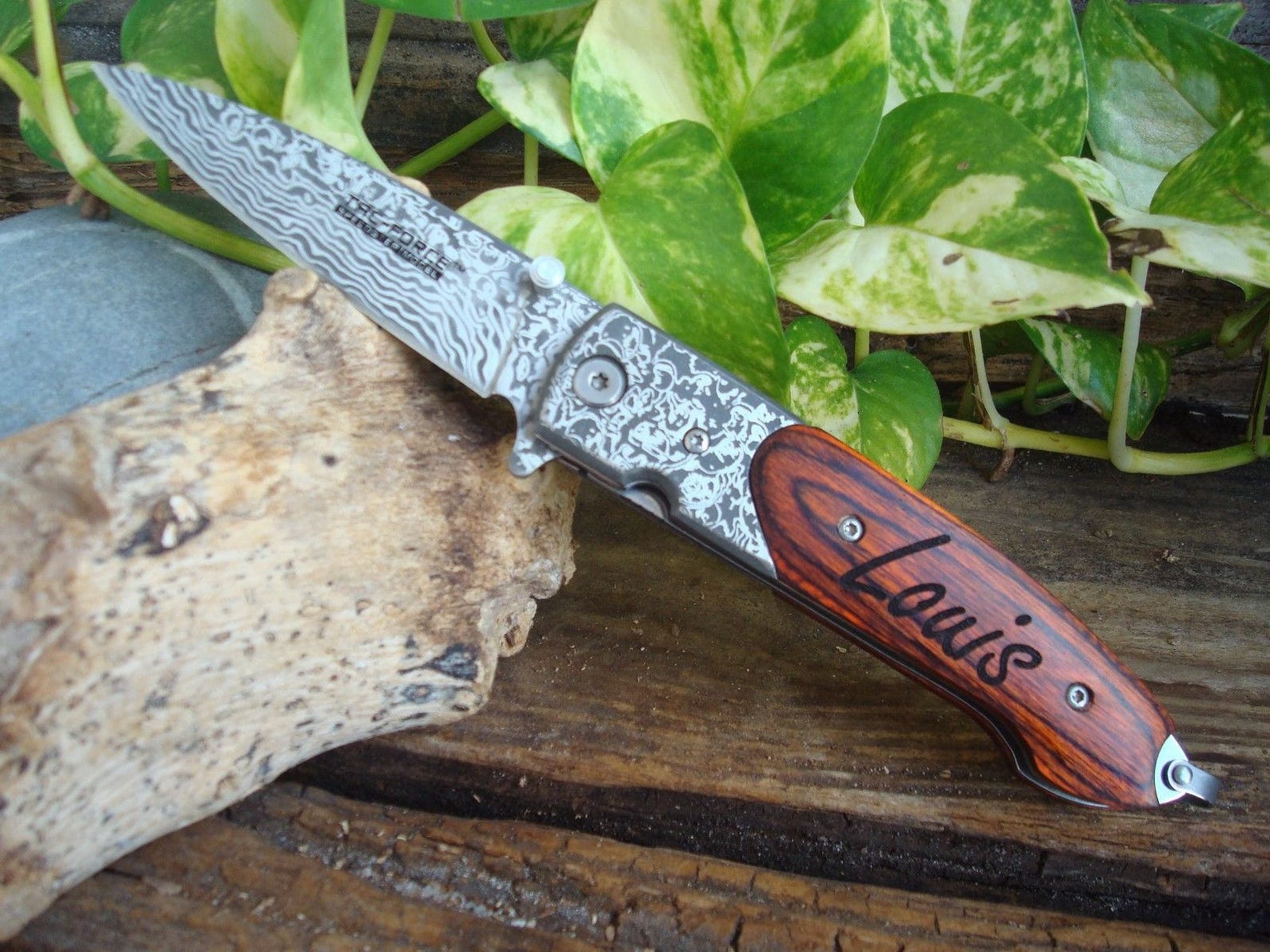 Personalized Knife Damascus ETCHING Blade Engraved Pocket Etsy UK
