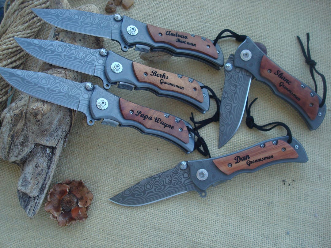 Set of 2 Custom Knives,personalized Knife, Engrave Pocket, Groomsman