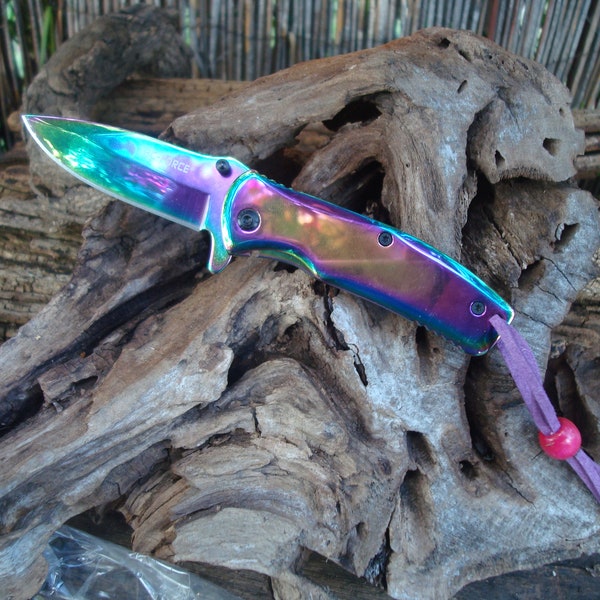 Rainbow Pocket Knife Etsy