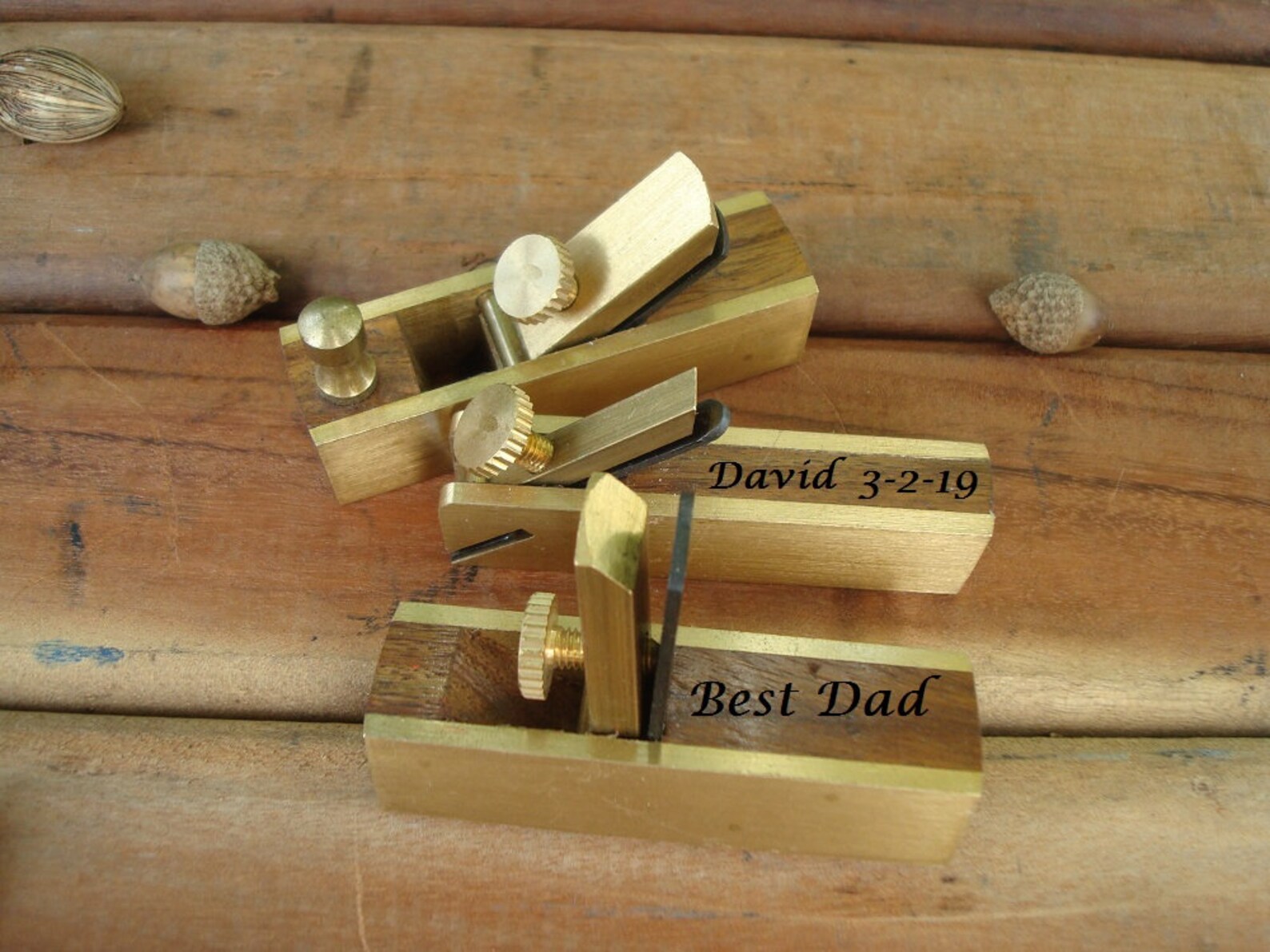 1 Piece Personalized Mini Brass Hand Plane Wood Finish Etsy