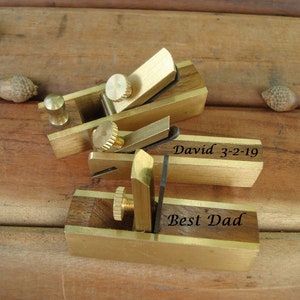 1 Piece - Personalized  Mini Brass Hand -Plane  Wood Finish Planer Hardwood Hobby Craft