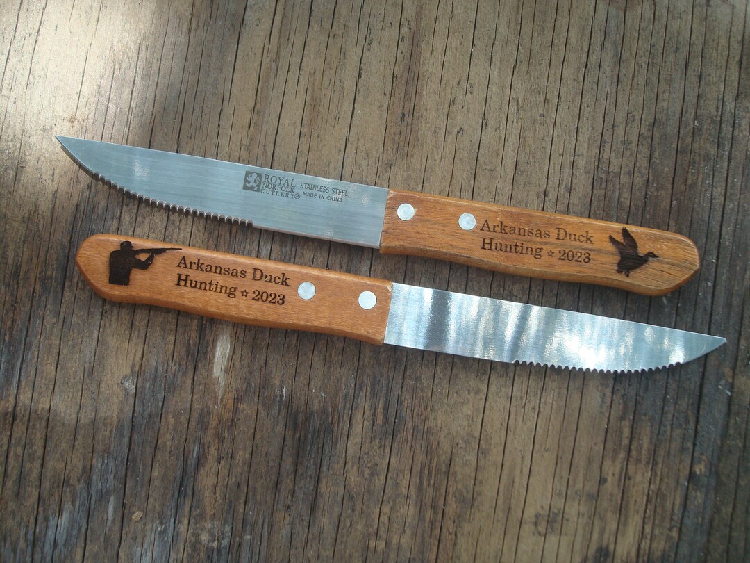 Personalized Steak Knife Set, Grilling Gifts for Men, Wood Handle Steak