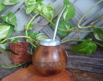Mate Personalized, Argentina, Mate Gourd, Yerba  Straw Bombilla, Engraved Gifts Uruguay, Mate Calabaza, Dad Dift,
