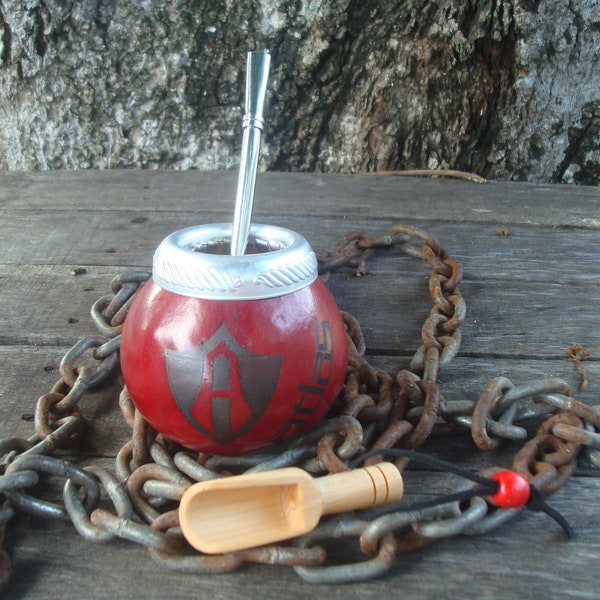 Atlas Mexico, Soccer, Futbol- Mate + Straw Bonus a Spoon Yerba Mate - Initial, Names or Dates  Guadalajara, Jalisco. Argentine Original Mate