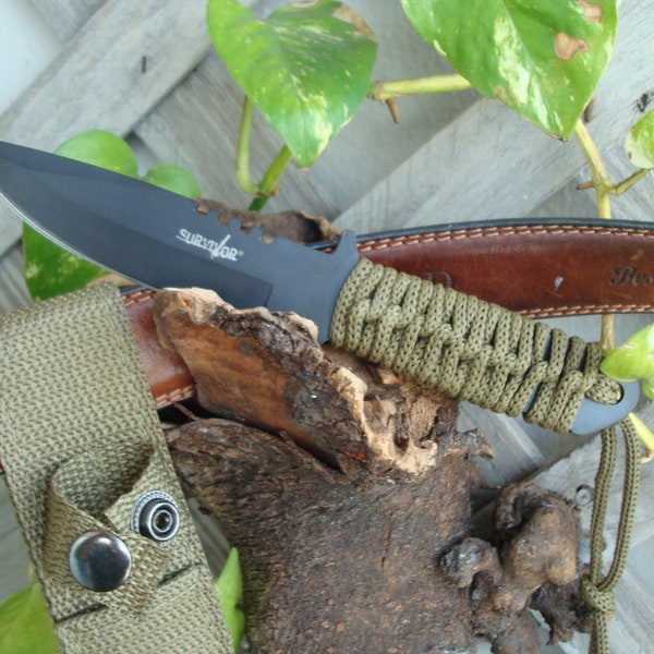 Collectible Knife  Outdoor Fixed Blade Knife 7.5 in Overall - gifts knife, green knife, gifts for Friend, gift Daddy Knife Camping  7525