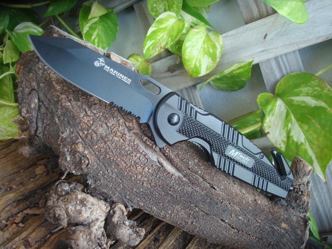 Knife MTECH USMC Marines Grey Rescue Knife Knives Gift Dad, Gifts Daddy