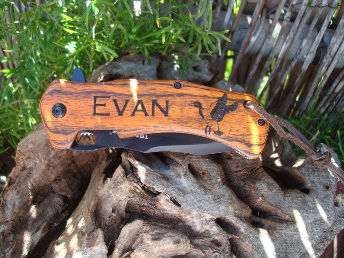 Personalized Engraved Knife Duck Custom Knives Pocket Etsy