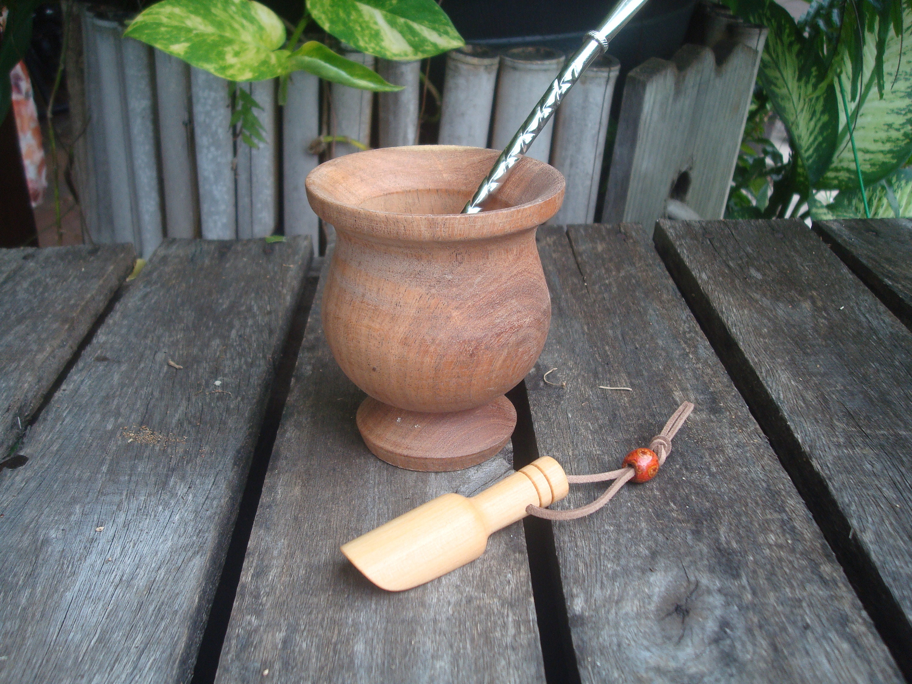Mate Argentino Hand Carved wooden Wood Cup , Straw, BONUS Spoon Yerba Mate  Sun