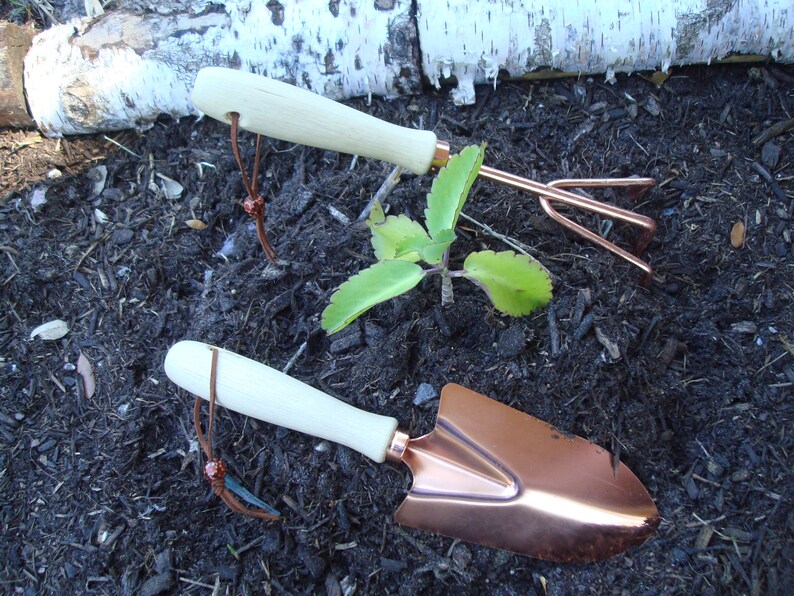 Set 2 Piece Copper Garden Trowel Rake Personalized Image 0