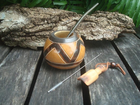 Mate Calabaza hand Carved Mate Engraved Image Mate Straw BONUS Spoon Sugar  Yerba Mate argentine Gourd Argentino Mate 