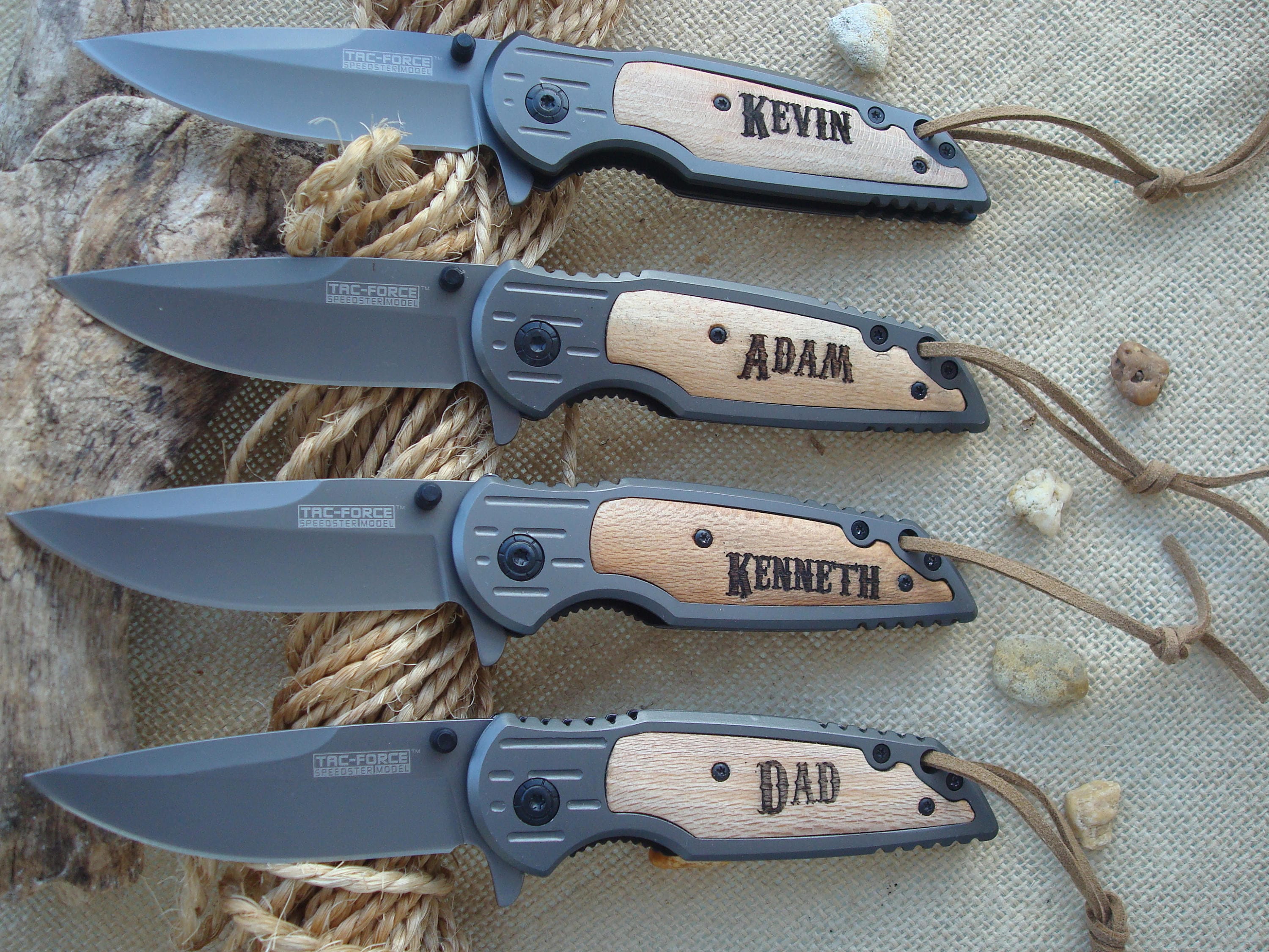Set of 3 Personalized Knives Pocket Knife/laser Engraved Etsy