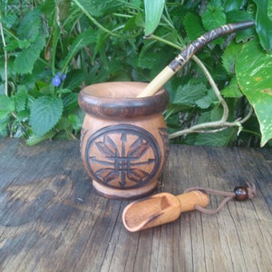 Hand carved wooden MATE Algarrobo Argentino , Wood Mate, Yerba Mate, Gift Uruguay - Mate Cup, Straw -Bombilla, SPOON Wood Mate Madera