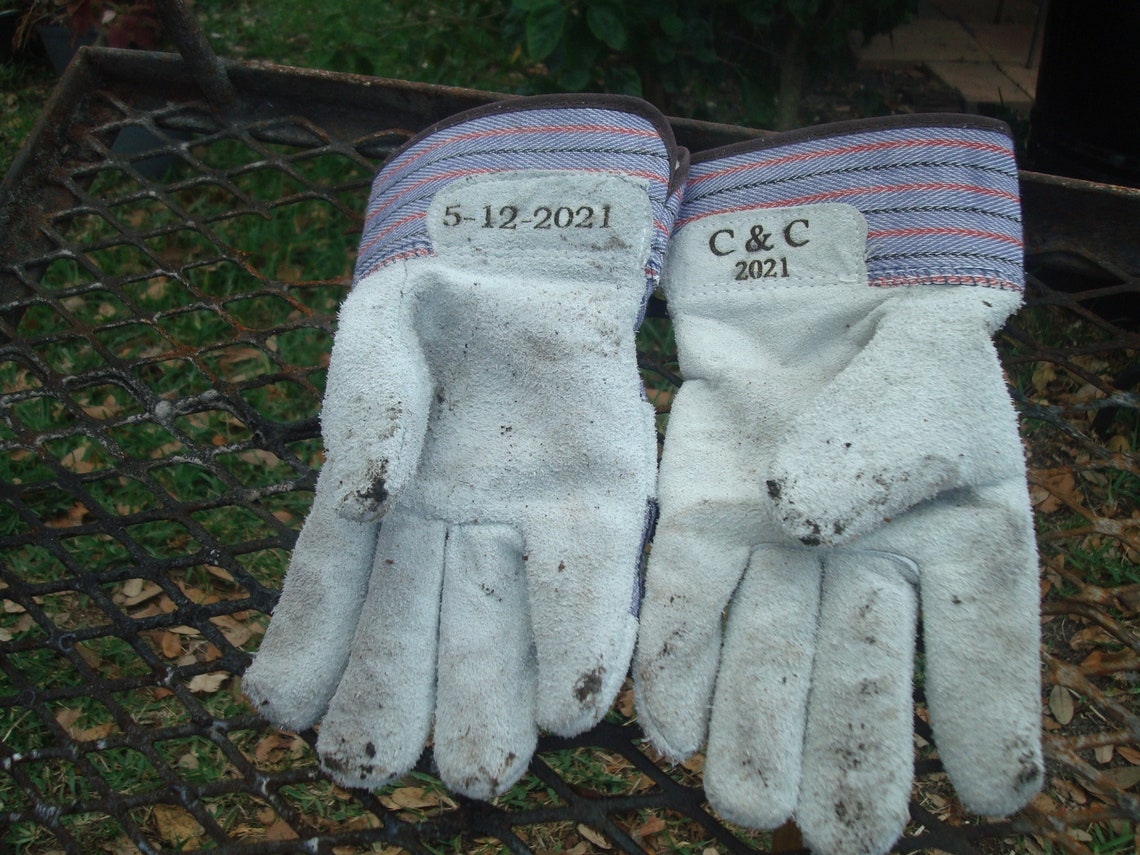 Personalized Leather Palm Safety Cuff Gloves work Gloves Etsy