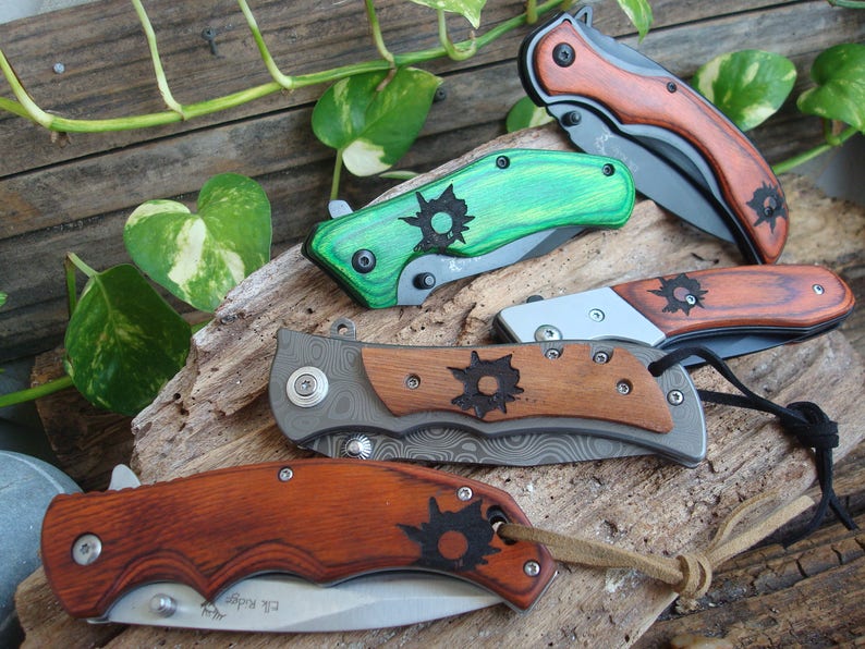 Personalized Knives Shot Bullet Wound Pocket Knife Gifts Etsy