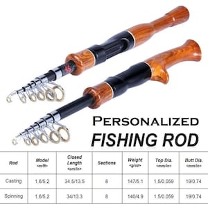 Personalized Fishing Rod - Your Text  Telescopic 1.6M Cork Handle Spinning Casting Carbon Fiber Pesca Tool Christmas Present,