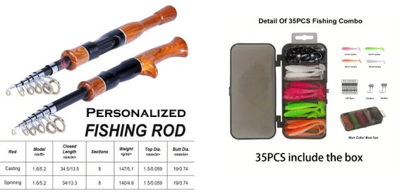 Personalized Fishing Rod Fishing Combo Your Text Telescopic 1.6M