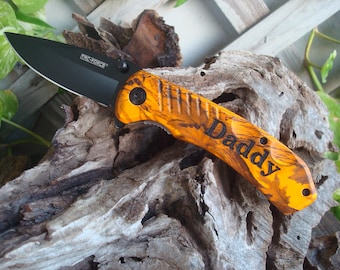 Personalized Knife, Orange, Groomsman, Groom Daddy Custom Pocket Knife Personalized, Engraving Gifts, Dad, Best Man. 764