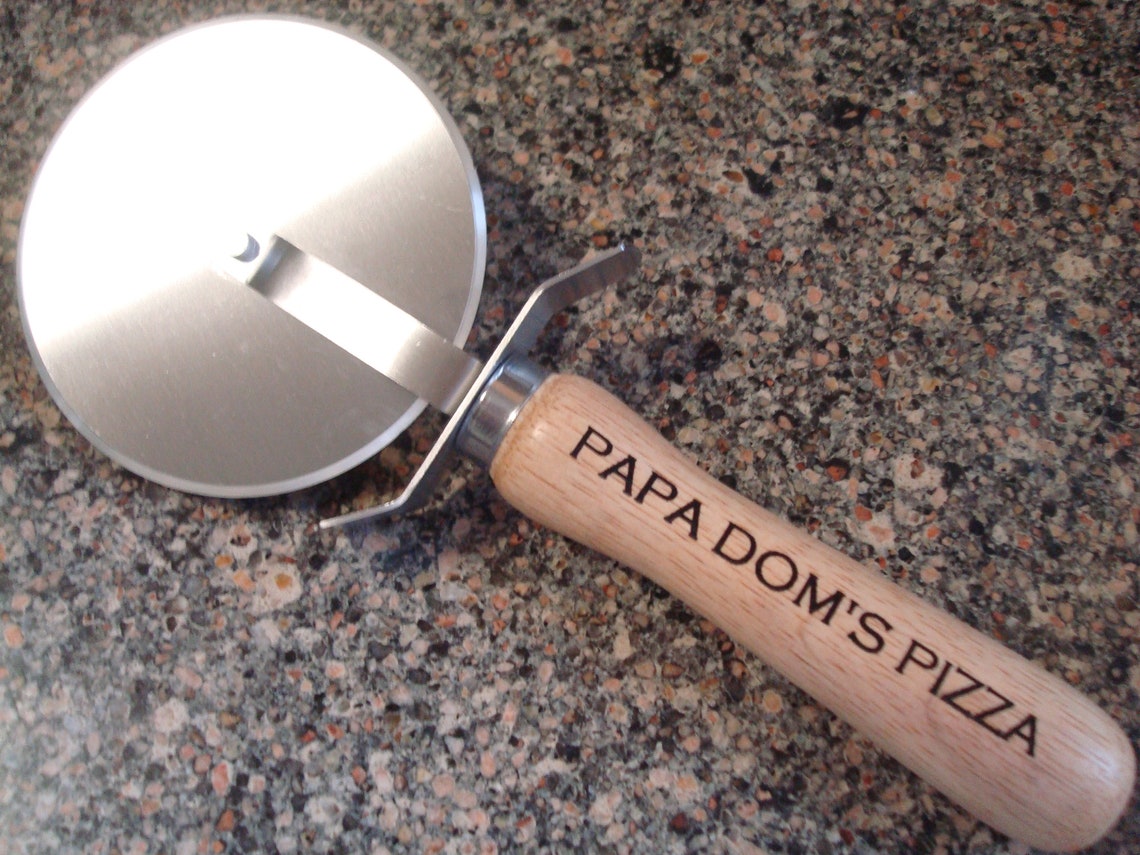 FREE SHIPPING Personalized Pizza Cutter Wood Handle Pizza Etsy