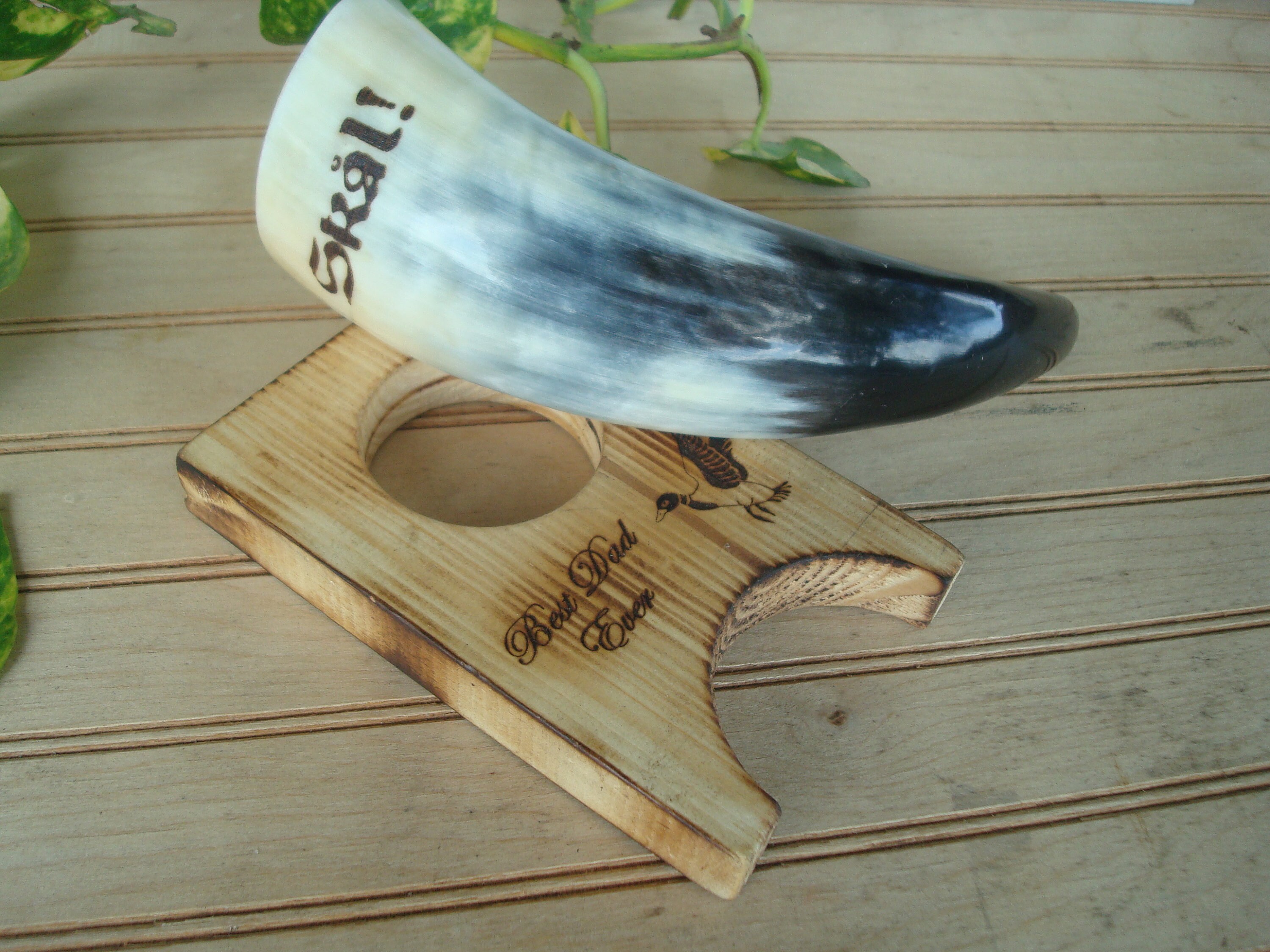 Personalized Cup Drinking Horn Wood Stand Horn Etsy UK