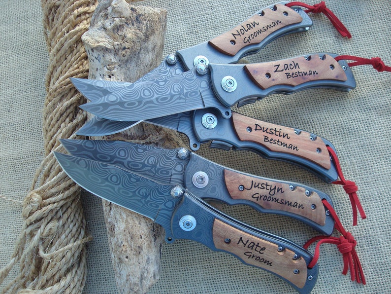 Set of shops 5 Custom Knives,Personalized Knife, Engrave Pocket, Groomsman Gift, Knife Groomsmen,Gift Engrave,Knife Personalized,Groomsman Knife