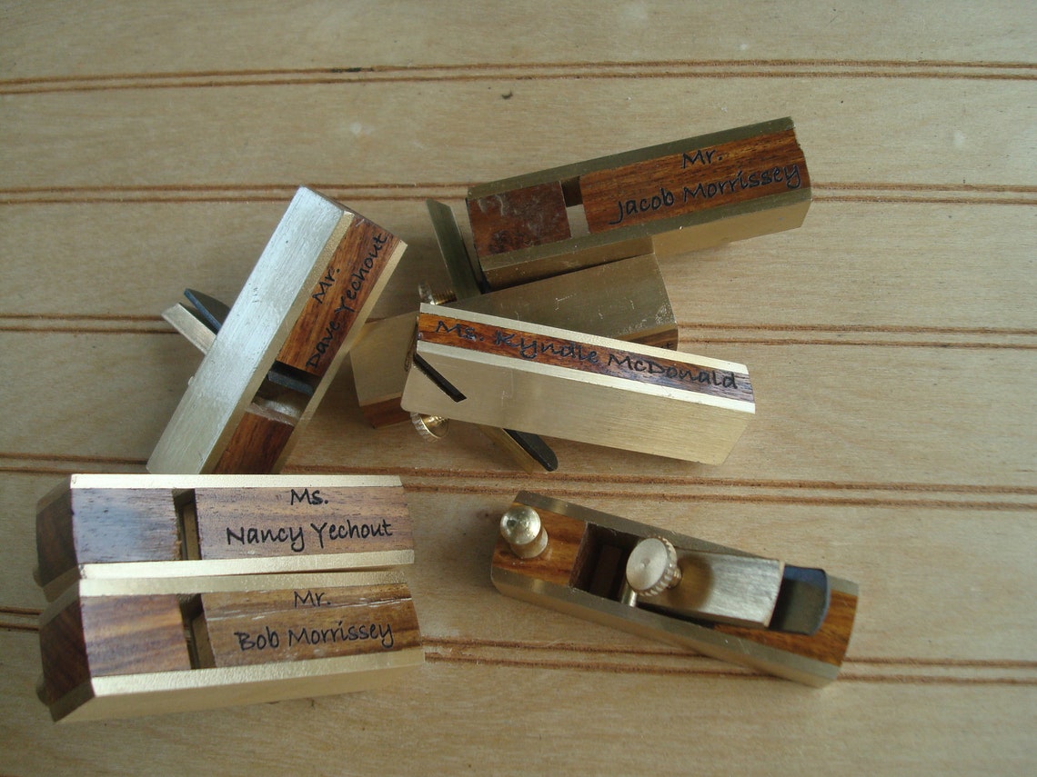 1 Piece Personalized Mini Brass Hand plane Wood Finish Etsy