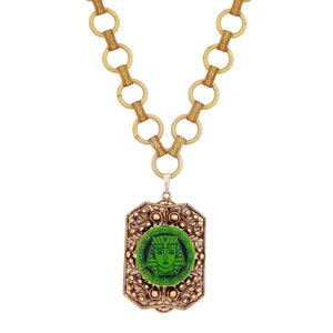 Egyptian Revival Pendant Necklace By Hollycraft, 1960s
