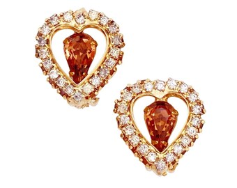 Boucles d’oreilles en strass avec cristaux de topaze fumée par Joseph Warner, années 1960