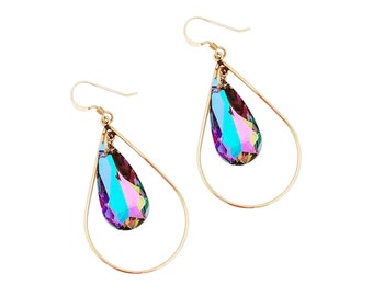 Teadrop Vitrail Swarovski Crystal Earrings, 1990s