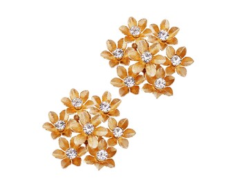 Gilded Flower Cluster Statement Earrings By Coro, 1950s