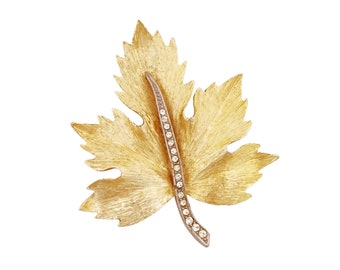 Brushed Gold Maple Leaf Brooch By Park Lane, 1960s