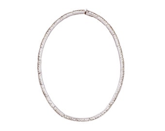 Collar de gargantilla Crystal Link de canal de plata de ley, década de 1950