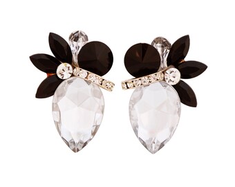 Oversized Crystal Cluster Burst Statement Kostuum Oorbellen, jaren 1980