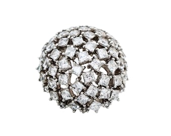 Bague de déclaration de cocktail en argent incrusté d’argent, années 1980