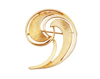 Textured Gold Abstract Swirl Brooch By Erwin Pearl, 1970s