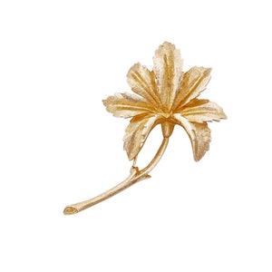 Brushed Gold Long Stem Flower Brooch By Coro, 1950s