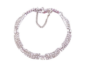 Pulsera de cóctel Crystal Pavé Link by Weiss, década de 1950