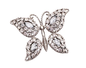 Crystal Encrusted Butterfly Figural Brooch, 1960s