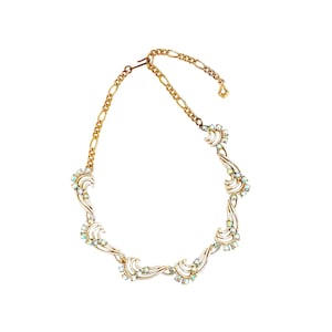Green Aurora Borealis Crystal Openwork Necklace By STAR, 1950s