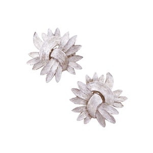 Abstract Textured Silver Earrings By Crown Trifari, 1960s
