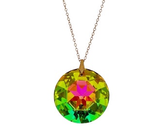 Collar colgante de cristal Vitrail Swarovski facetado que cambia de color, década de 1960