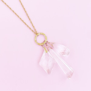 Extra Large Lucite Crystal Dangle Pendant Necklace, 1980s