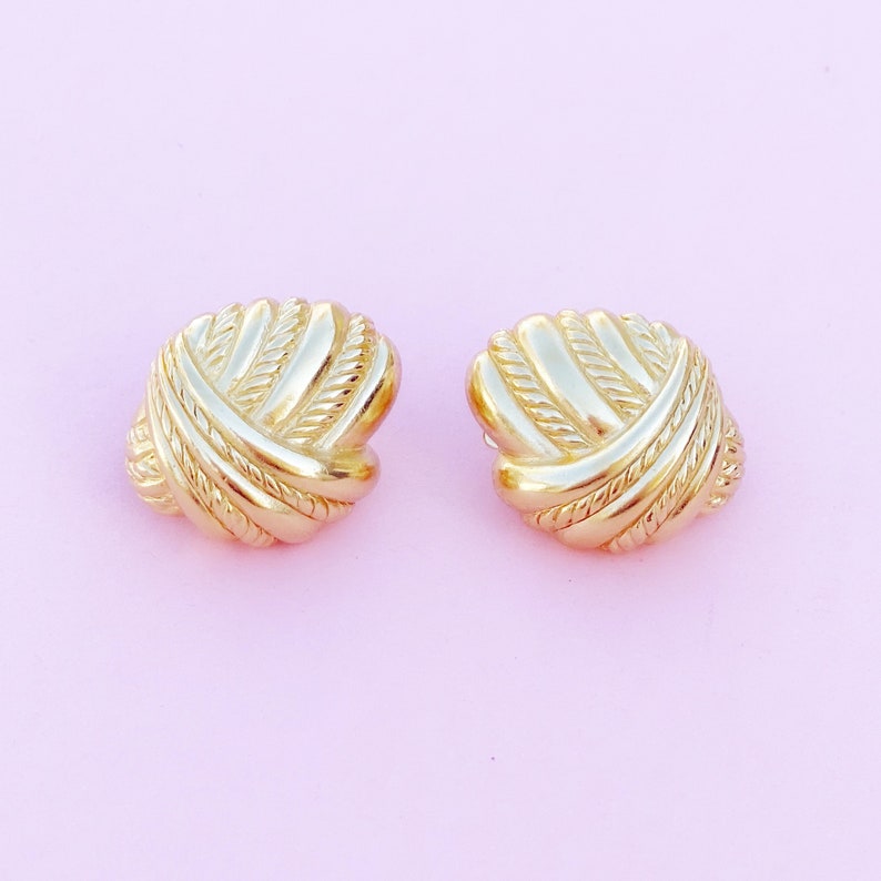 Vintage Gilt Braided Statement Earrings, 1980s image 3