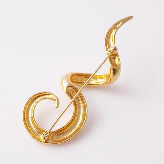 Gilded Abstract Three Dimensional Squiggle Brooch… - image 3