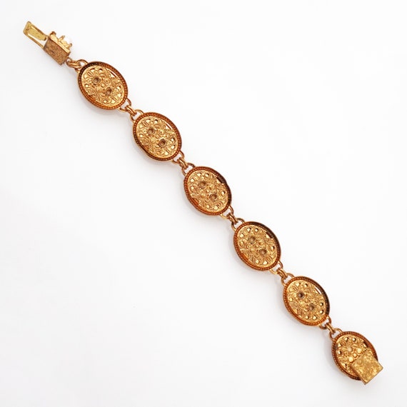 Oval Floral Cabochon Link Bracelet, 1970s - image 3