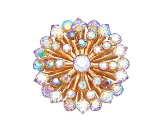 Broche Aurora Borealis Crystal Starburst, década de 1960